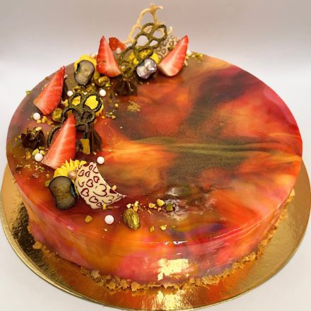 Karamell-mangó-passiógyümölcs torta 